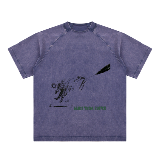 Vintage Washed Raglan Cotton T-Shirt