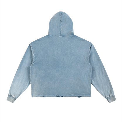 VELTE FRAYED-HEM HOODIE