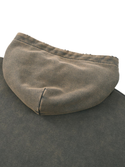 VELTE FRAYED-HEM HOODIE